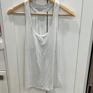 Beyond yoga white and gray striped flowy thin soft tank size small